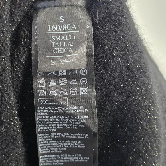 AllSaints Sweater‎ Womens Small Black Turtleneck Metallic Wool Yak Blend WD407V - Picture 10 of 14